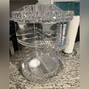 Rotating make up organizer- collapsible and customizable.